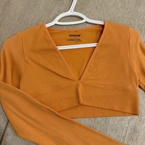 Orange Long Sleeve Crop Top